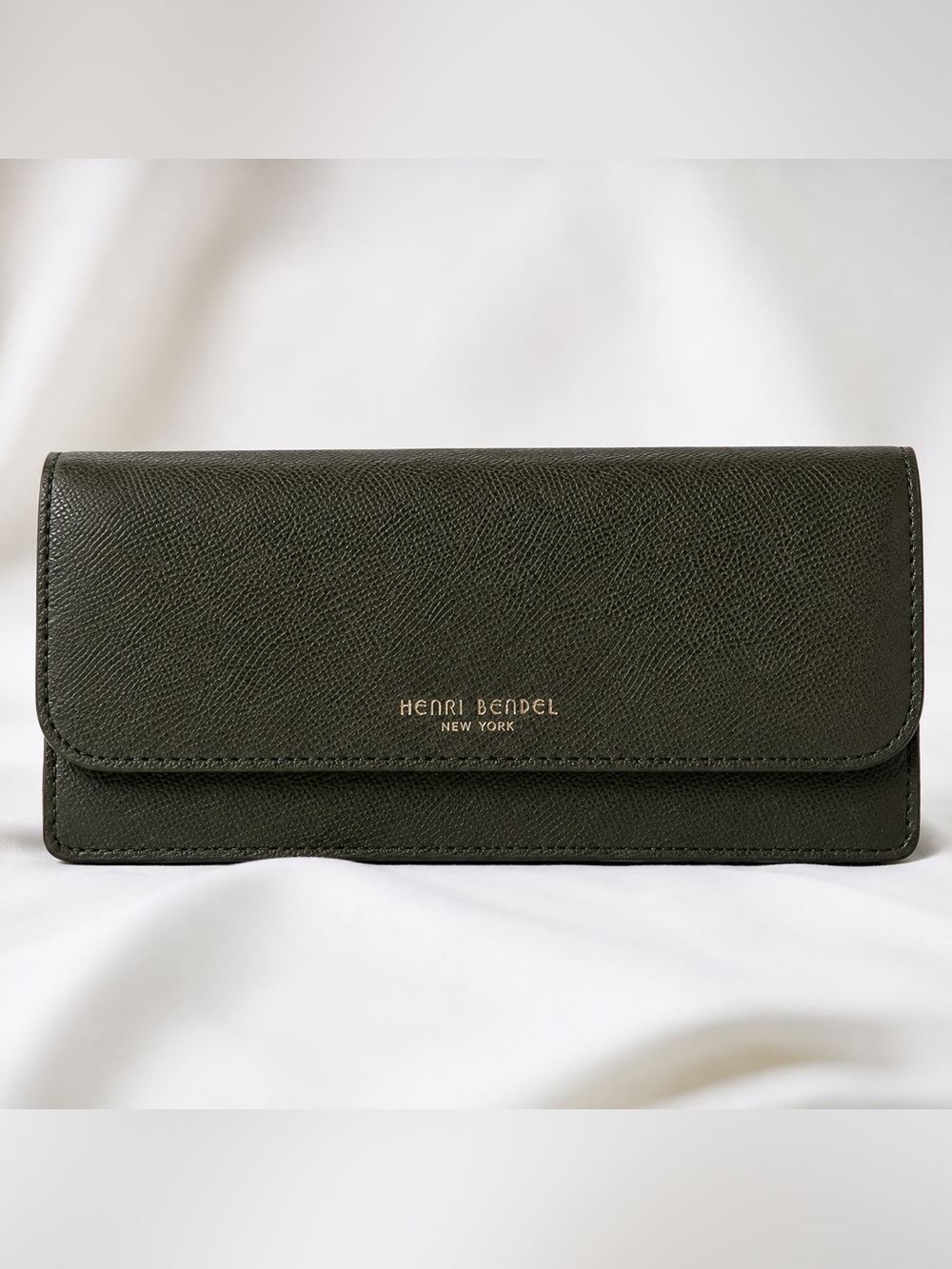 Henri Bendel Saffiano Leather Continental Wallet Olive Green